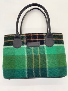 Patrick King Woollen Company Green Tartan Wool Handbag